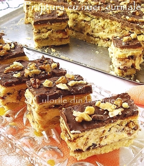 Prajitura cu nuci, curmale si crema de vanilie 5