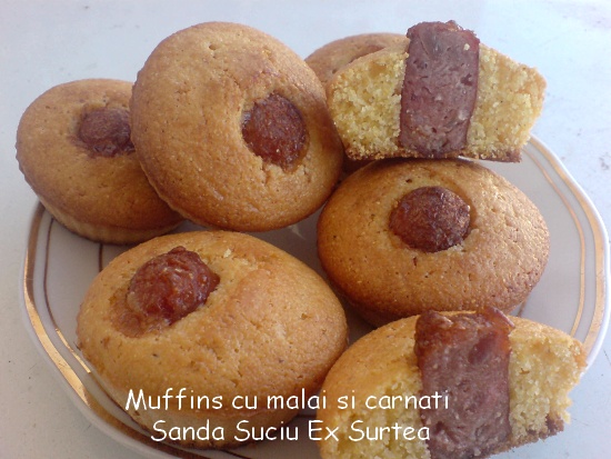 Muffins cu malai si carnat - Sanda Suciu Ex Surtea