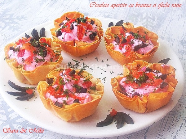 Cosulete aperitiv cu branza si sfecla rosie 3