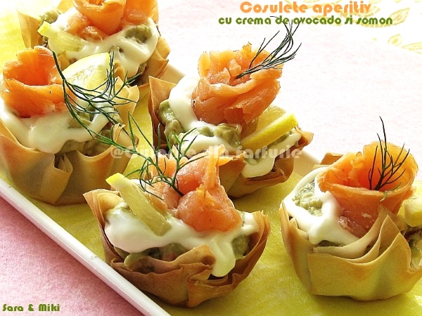 Cosulete aperitiv cu crema de avocado si somon 5-1